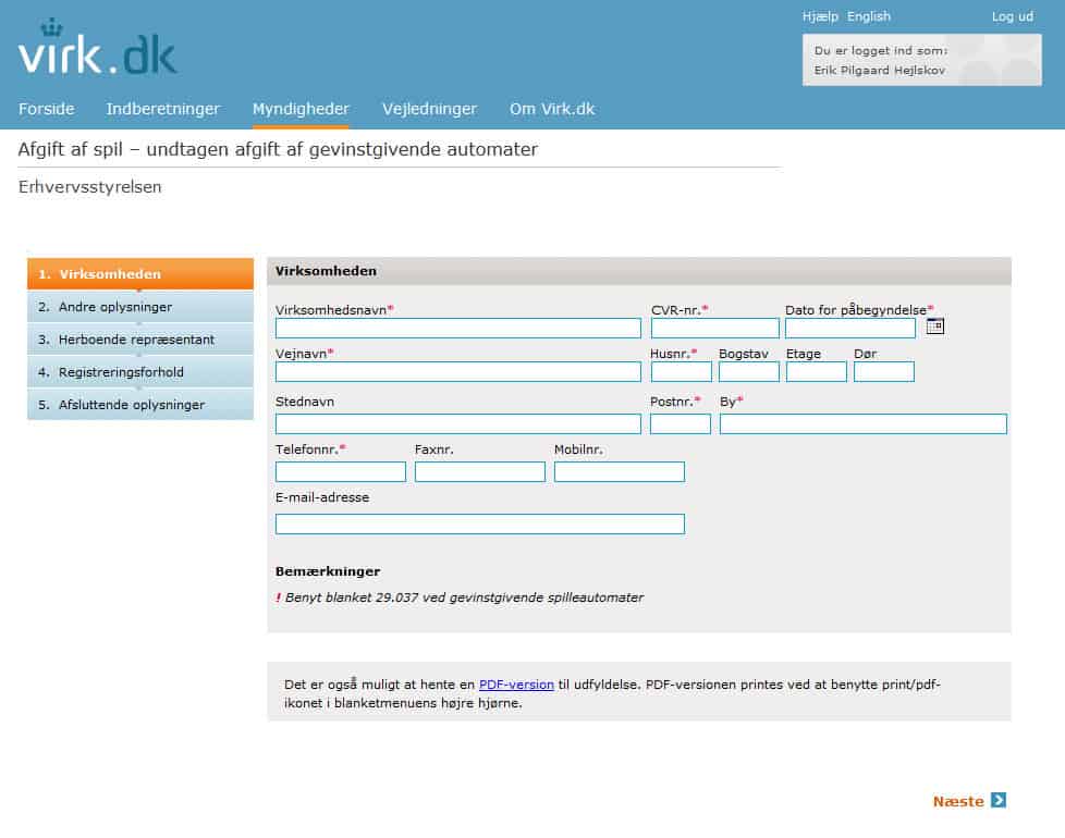 Registrering hos virk.dk